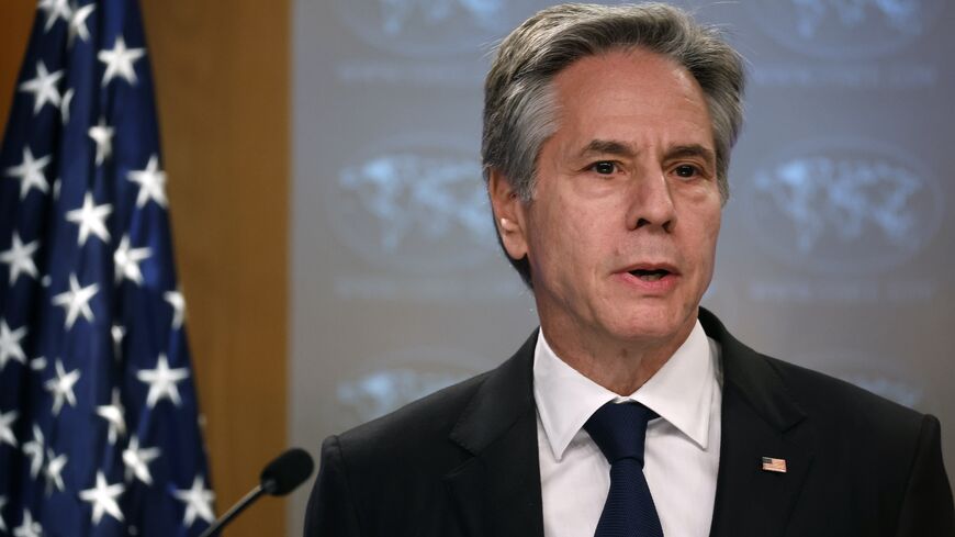 US Secretary of State Antony Blinken holds a news conference at the State Department Harry S. Truman headquarters on March 13, 2024, in Washington, DC.